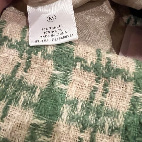 Fashion on Earth Tencel Wool Women’s Green and Cream Check Skirt, Size M, NWT - Picture 4 of 6